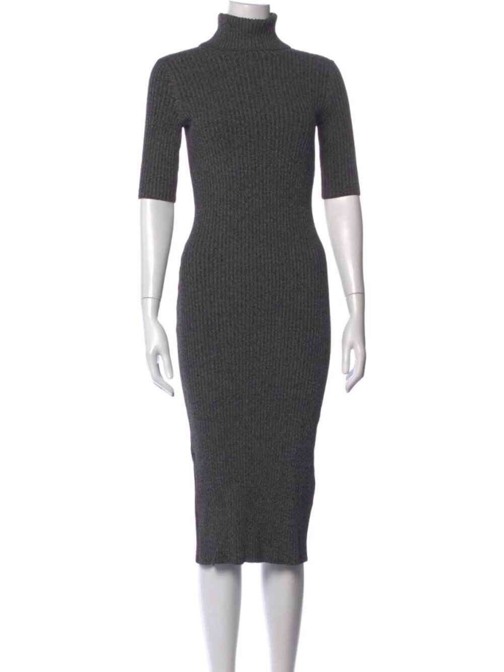 Intermix High Neck Midi Sweater Dress Knit Professional Grey Size Small